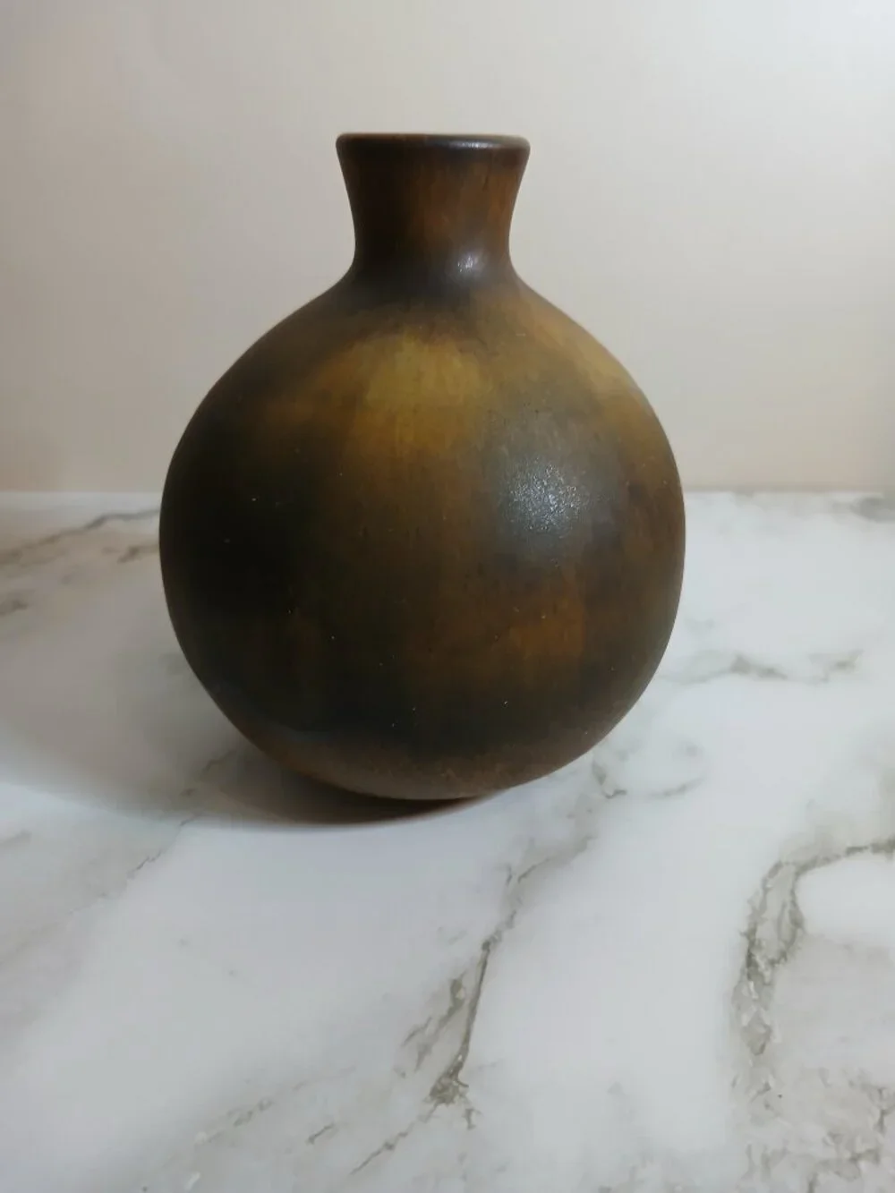 Mid-Century Maigon Daga Rustic Drip Glaze in Yellow & Brown Bud Pot